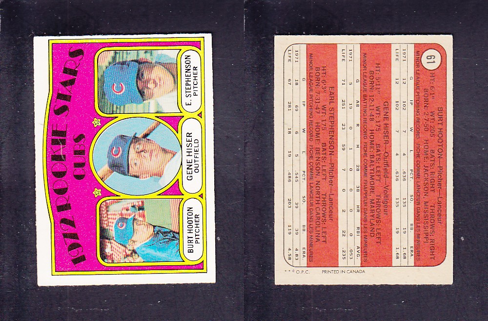 1972 O-PEE-CHEE BASEBALL CARD #61 ROOKIE STARS CUBS photo