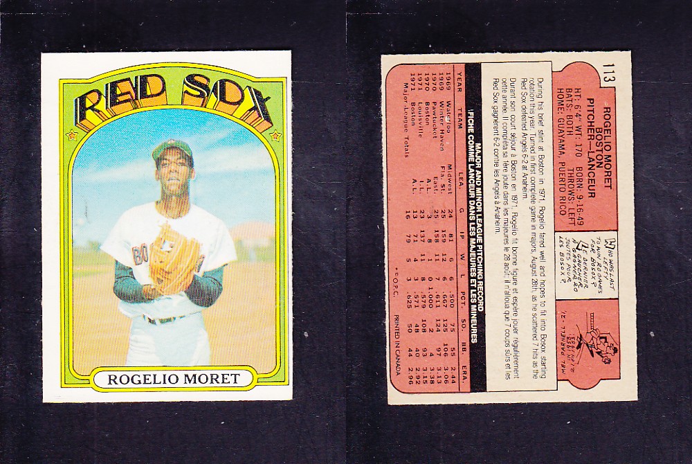 1972 O-PEE-CHEE BASEBALL CARD #113 R. MORET photo