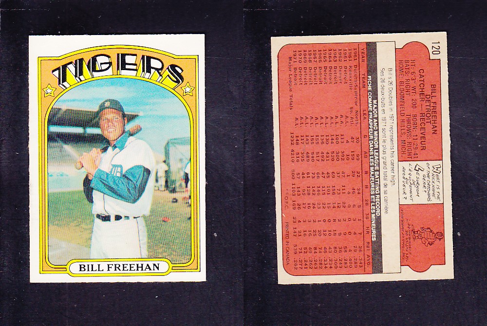 1972 O-PEE-CHEE BASEBALL CARD #120 B. FREEHAN photo