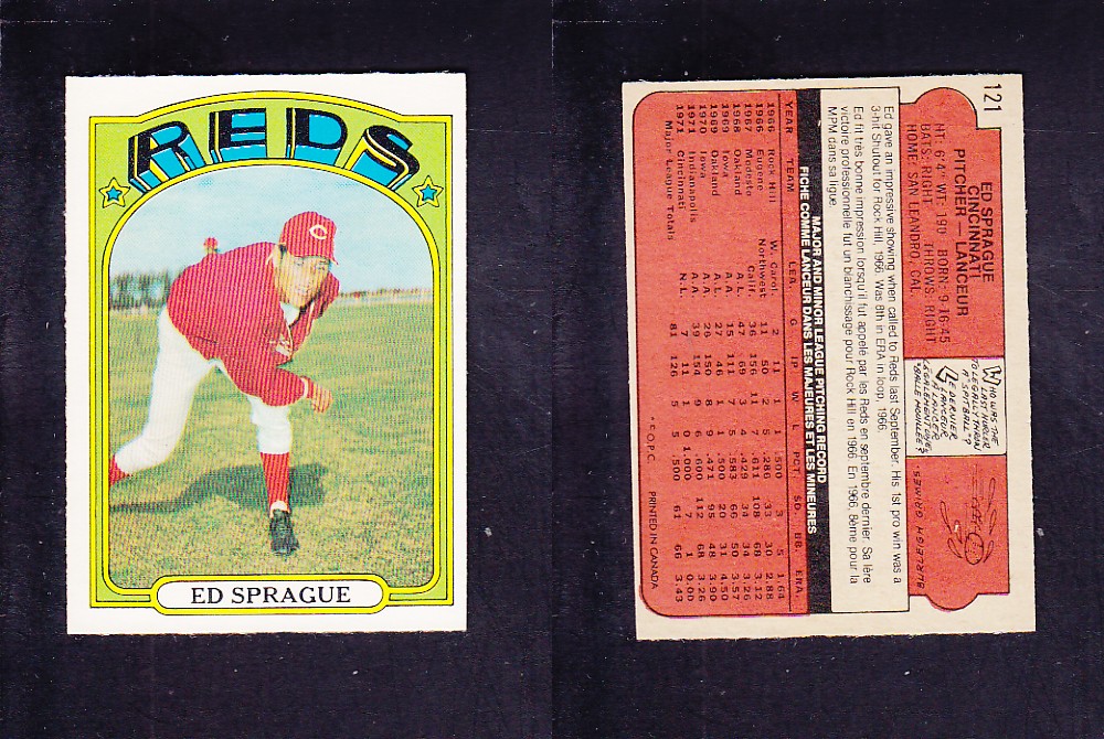 1972 O-PEE-CHEE BASEBALL CARD #121 E. SPRAGUE photo