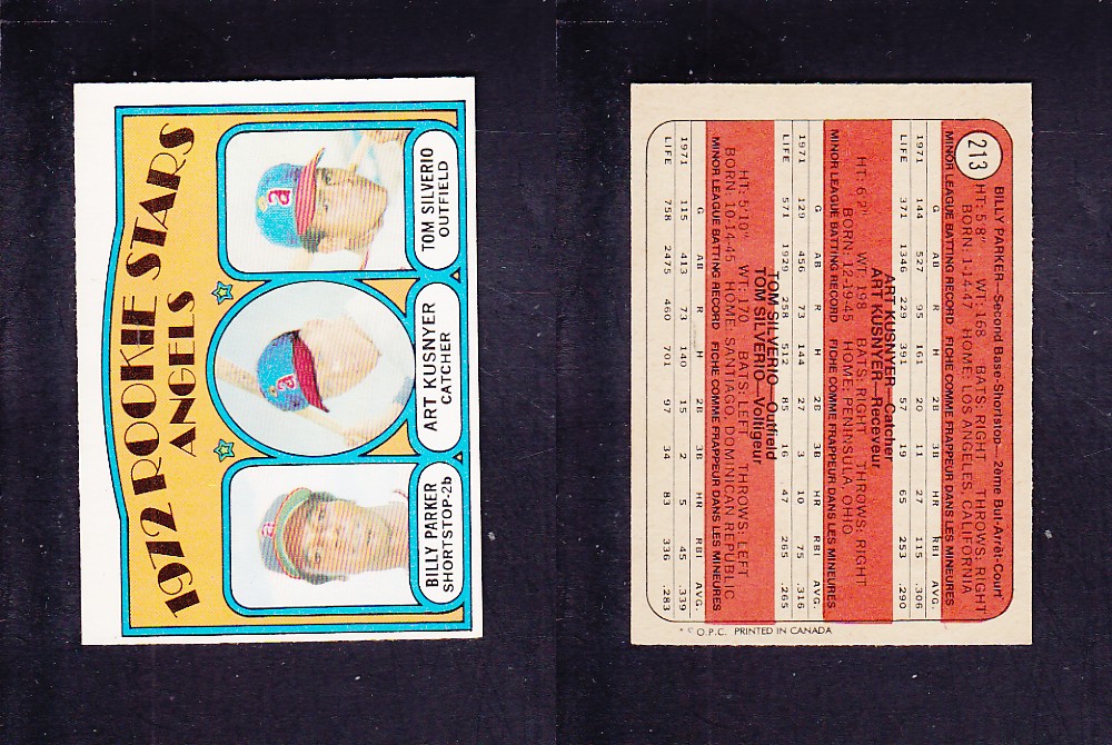 1972 O-PEE-CHEE BASEBALL CARD #213 ROOKIE STARS ANGELS photo