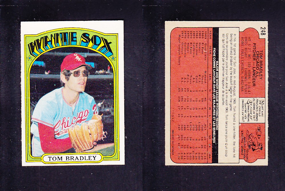 1972 O-PEE-CHEE BASEBALL CARD #248 T. BRADLEY photo