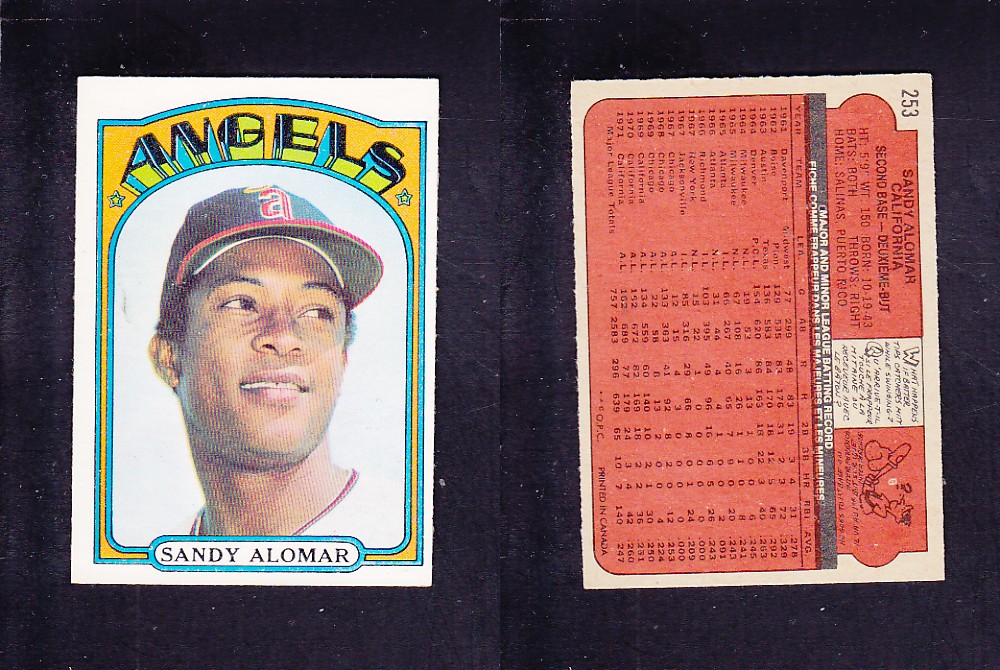 1972 O-PEE-CHEE BASEBALL CARD #253 S. ALOMAR photo