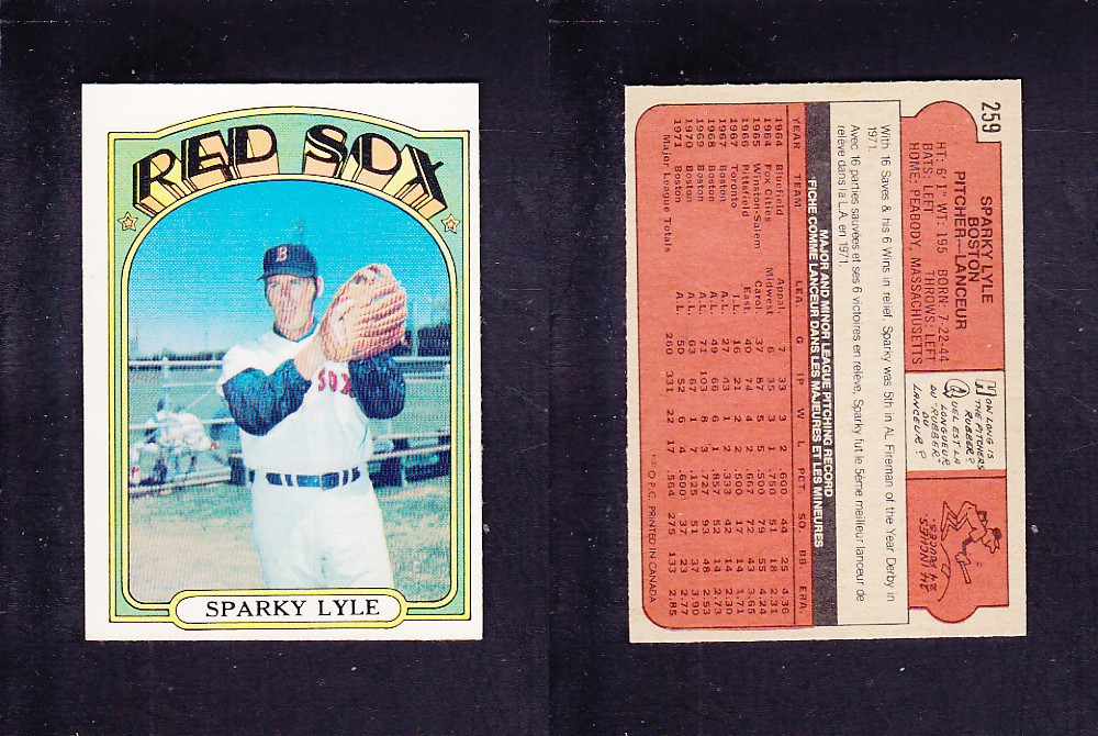 1972 O-PEE-CHEE BASEBALL CARD #259 S. LYLE photo