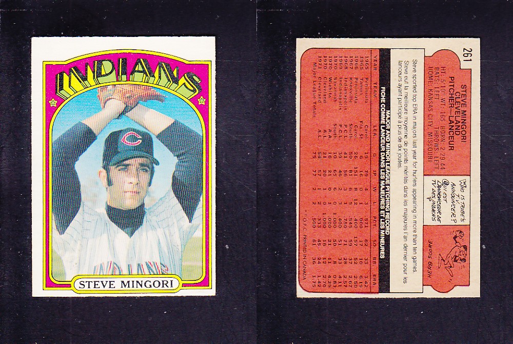 1972 O-PEE-CHEE BASEBALL CARD #261 S. MINGORI photo