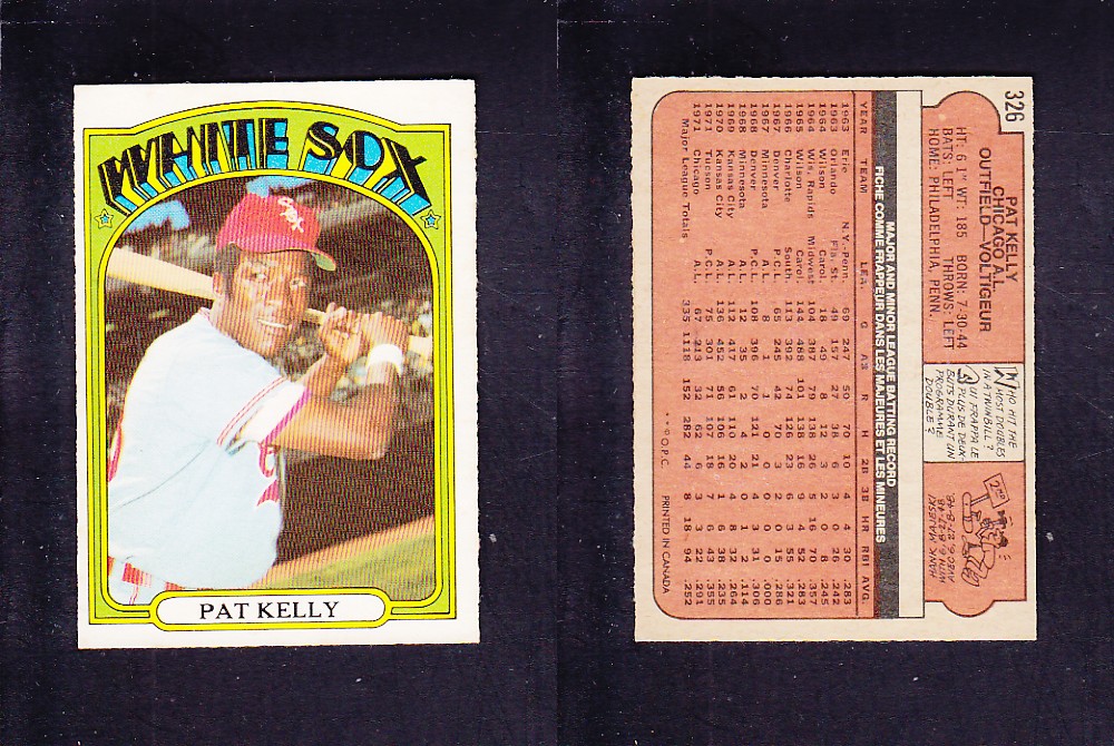 1972 O-PEE-CHEE BASEBALL CARD #326 P. KELLY photo