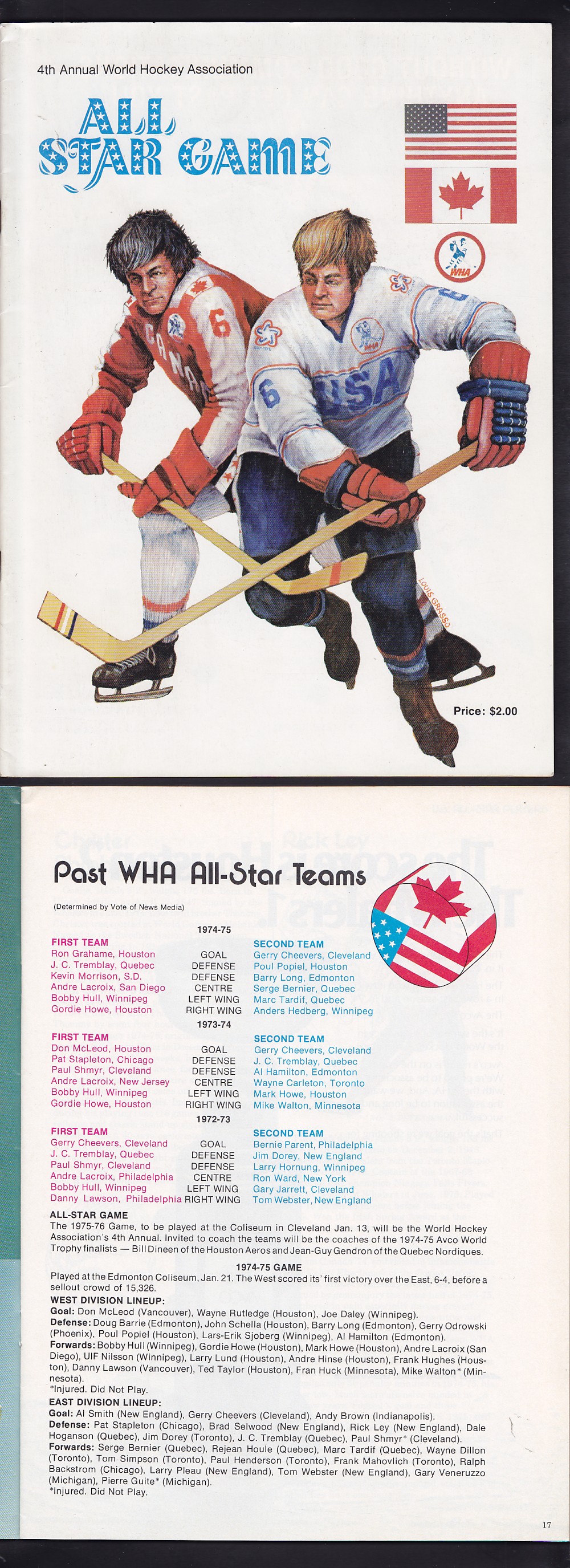 1975-76 WHA ALL-STAR GAME PROGRAM photo