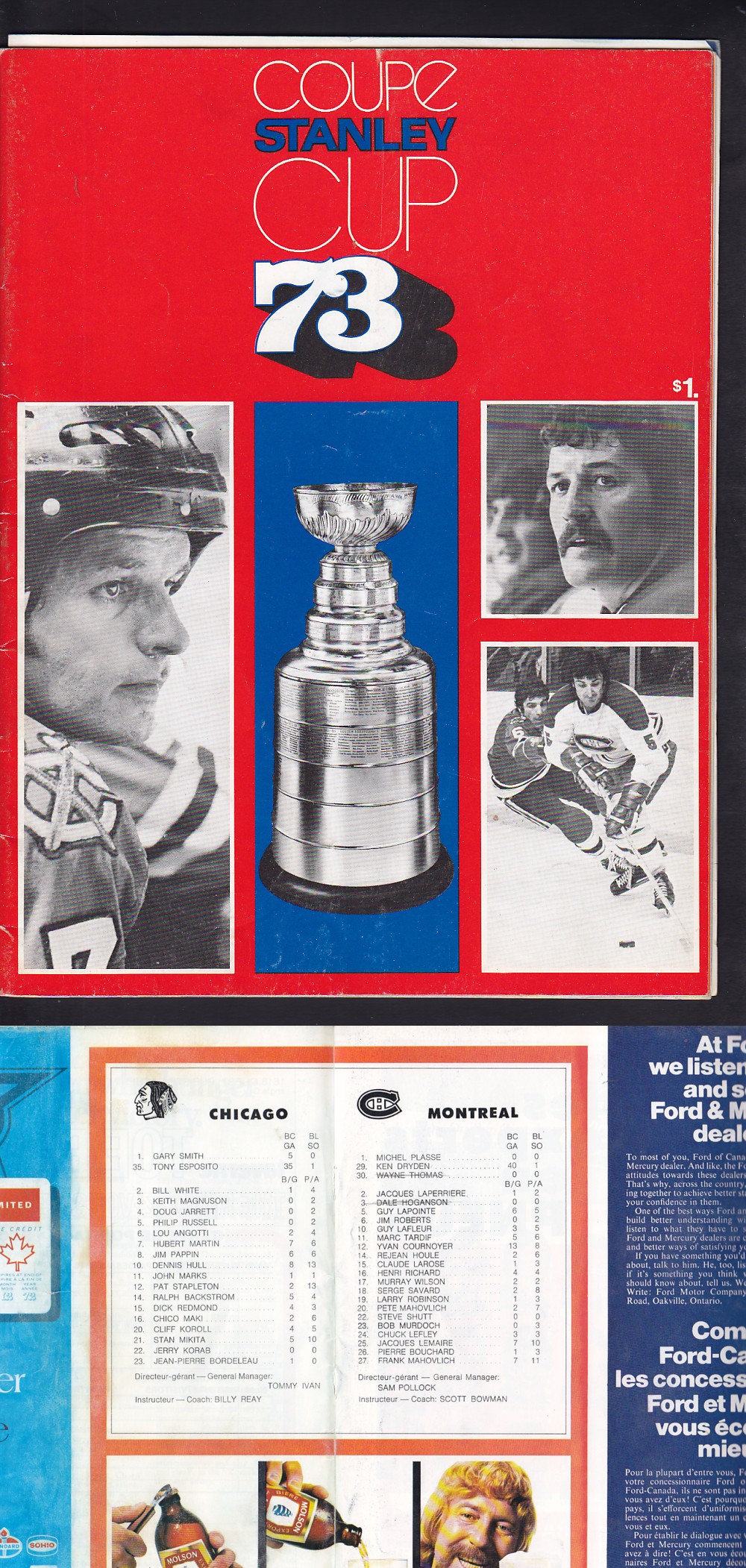 1973 MONTREAL CANADIENS VS CHICAGO BLACKHAWKS STANLEY CUP FINAL PROGRAM photo