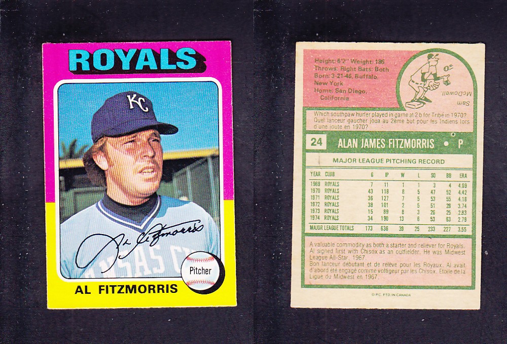 1975 O-PEE-CHEE BASEBALL CARD #24 A. FITZMORRIS photo