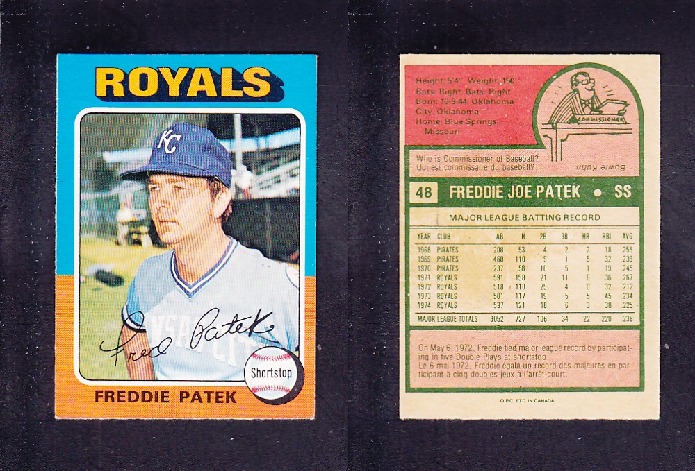 1975 O-PEE-CHEE BASEBALL CARD #48 F. PATEK photo