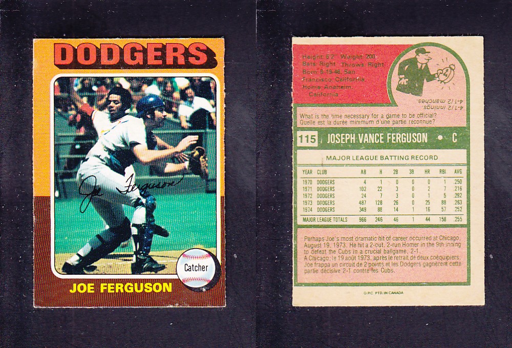 1975 O-PEE-CHEE BASEBALL CARD #115 J. FERGUSON photo