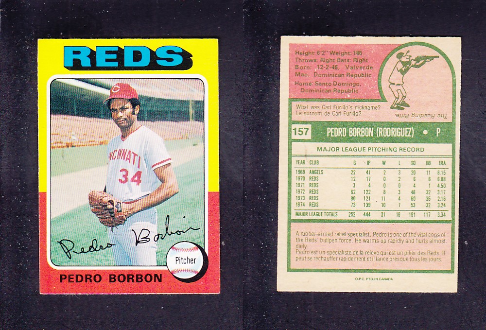 1975 O-PEE-CHEE BASEBALL CARD #157 P. BORBON photo