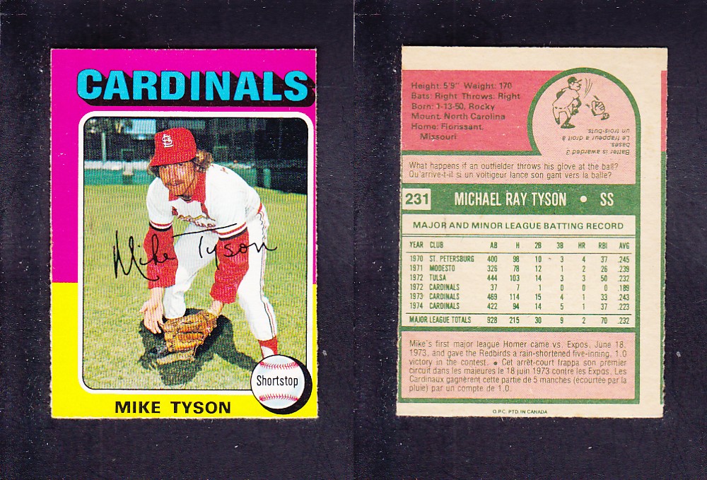 1975 O-PEE-CHEE BASEBALL CARD #231 M. TYSON photo