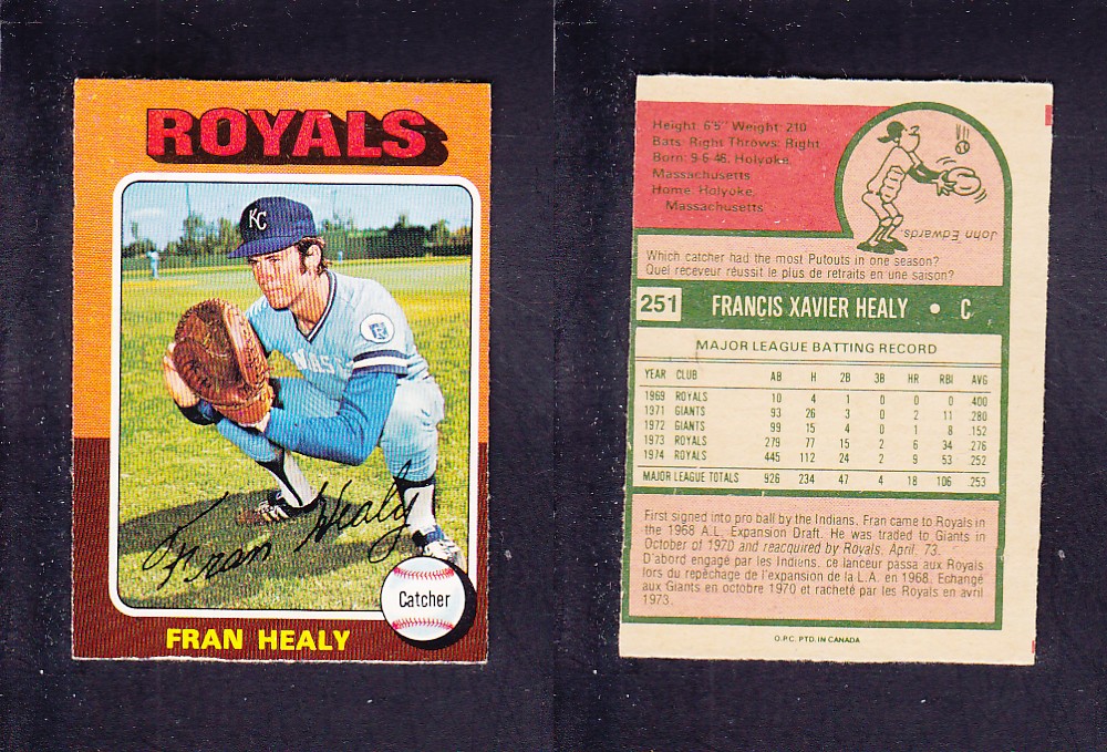 1975 O-PEE-CHEE BASEBALL CARD #251 F. HEALY photo