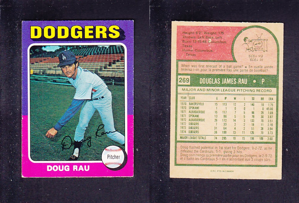 1975 O-PEE-CHEE BASEBALL CARD #269 D. RAU photo