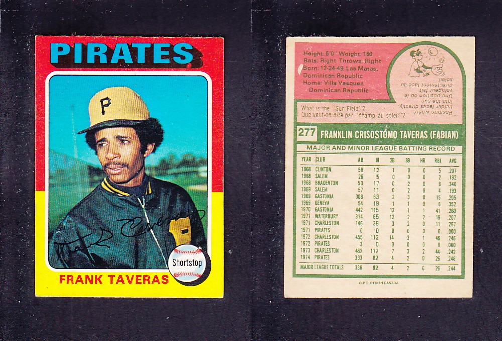 1975 O-PEE-CHEE BASEBALL CARD #277 F. TAVERAS photo