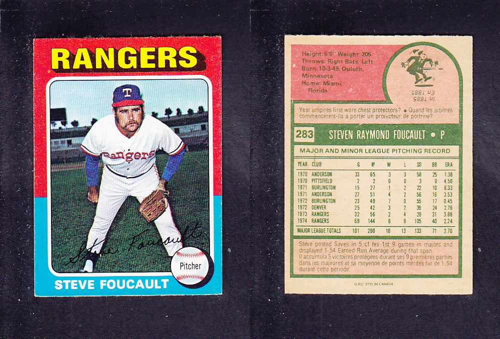 1975 O-PEE-CHEE BASEBALL CARD #283 S.  FOUCAULT photo