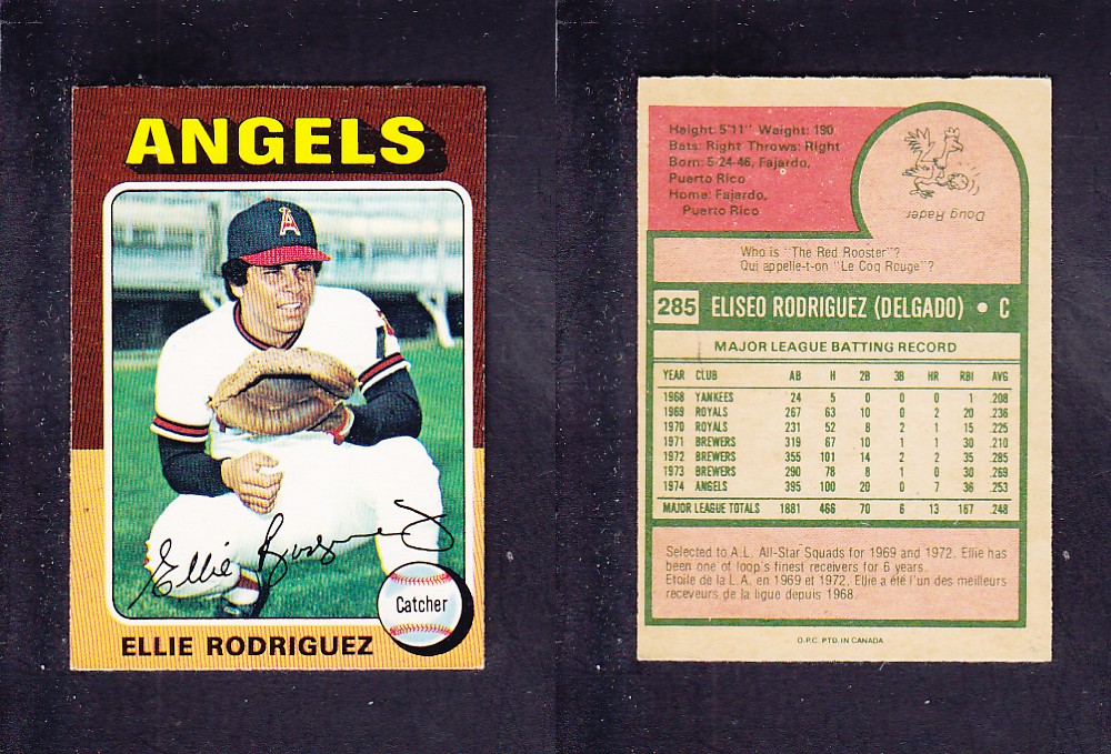 1975 O-PEE-CHEE BASEBALL CARD #285 E. RODRIGUEZ photo