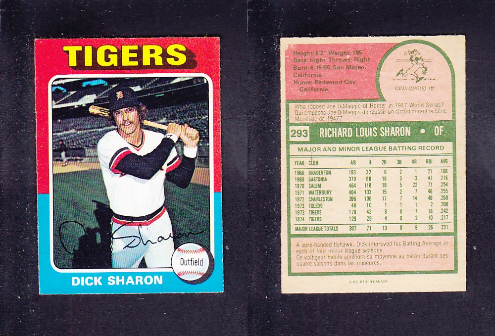 1975 O-PEE-CHEE BASEBALL CARD #293 D. SHARON photo