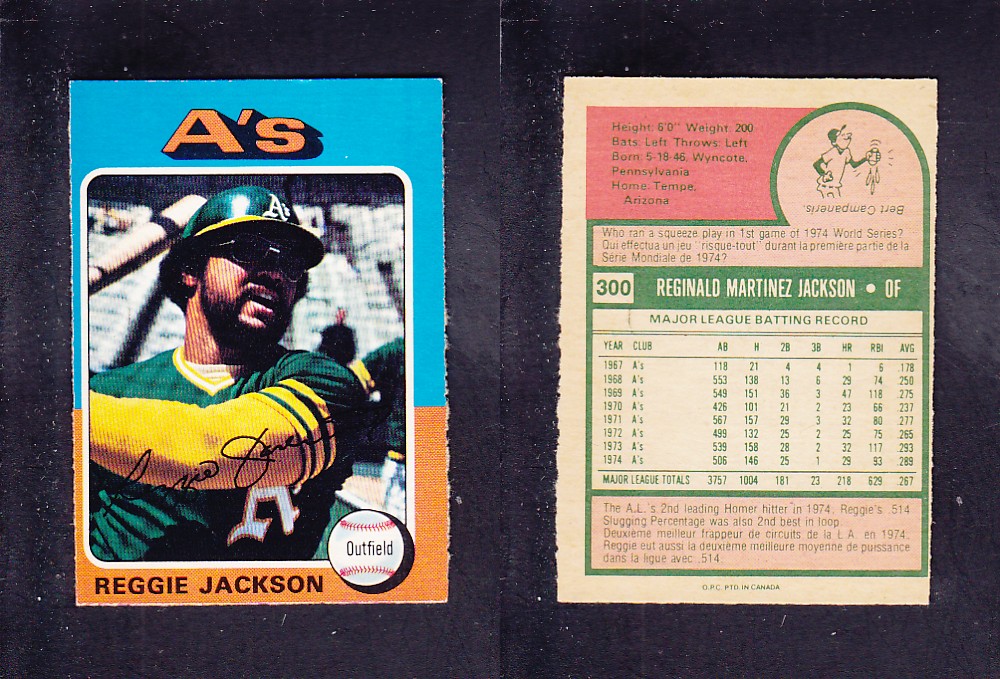 1975 O-PEE-CHEE BASEBALL CARD #300 R. JACKSON photo