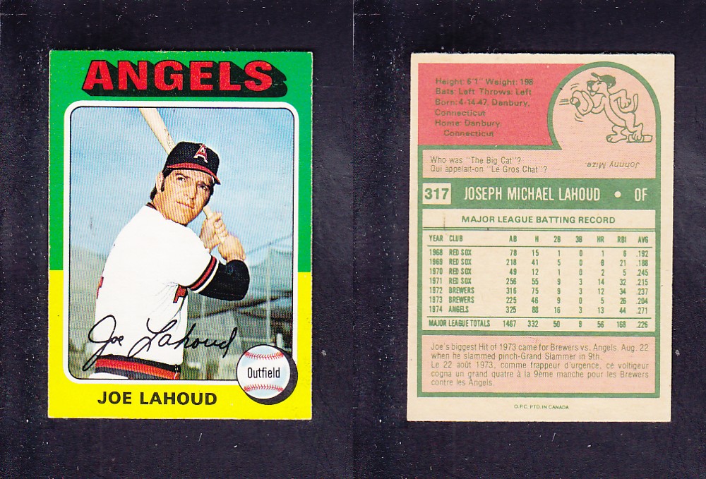 1975 O-PEE-CHEE BASEBALL CARD #317 J. LAHOUD photo