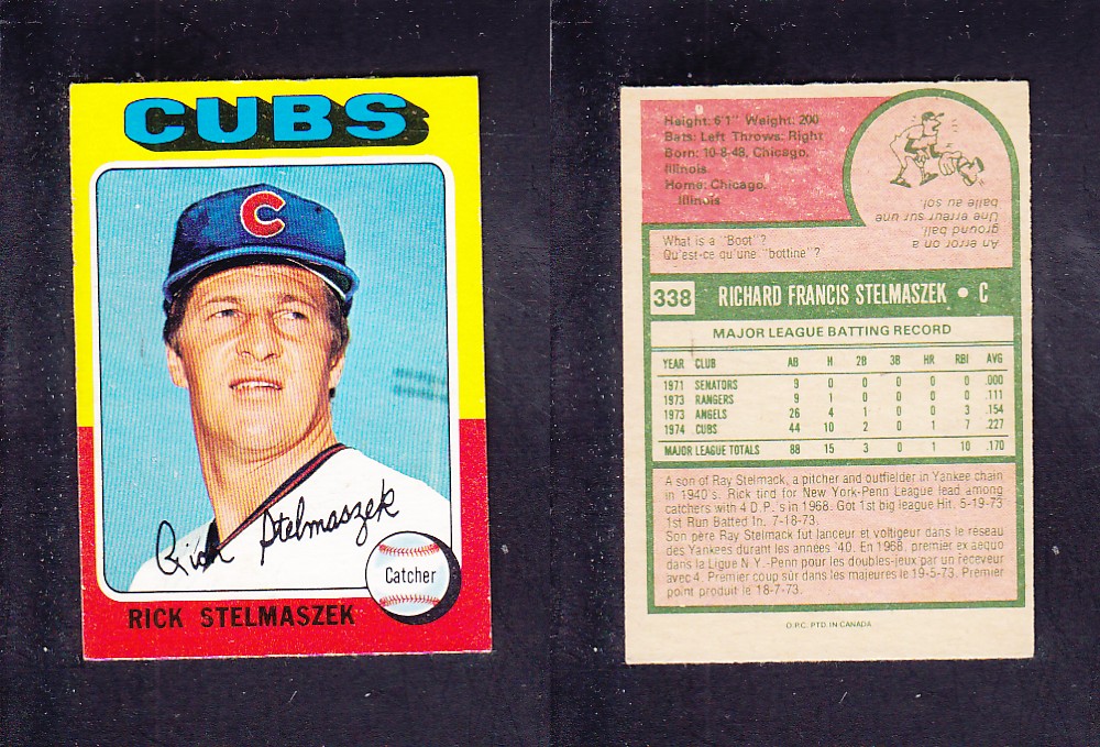 1975 O-PEE-CHEE BASEBALL CARD #338 R. STELMASZEK photo