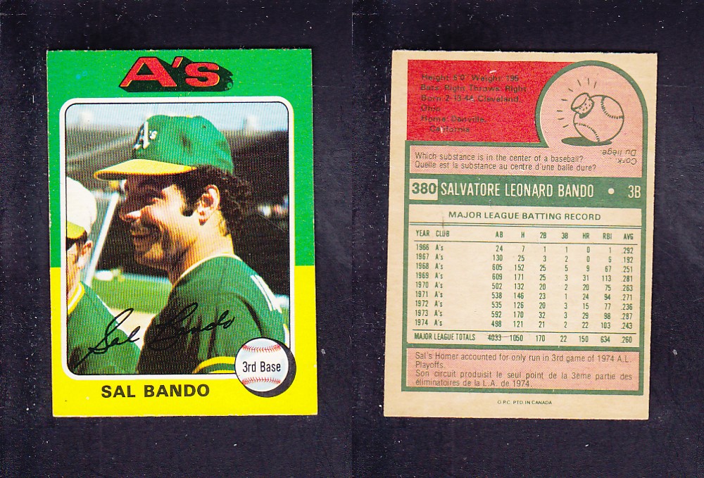 1975 O-PEE-CHEE BASEBALL CARD #380 S. BANDO photo