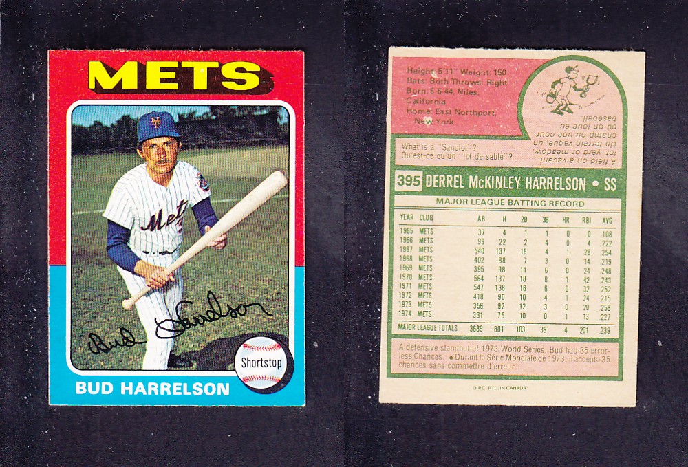 1975 O-PEE-CHEE BASEBALL CARD #395 B. HARRELSON photo