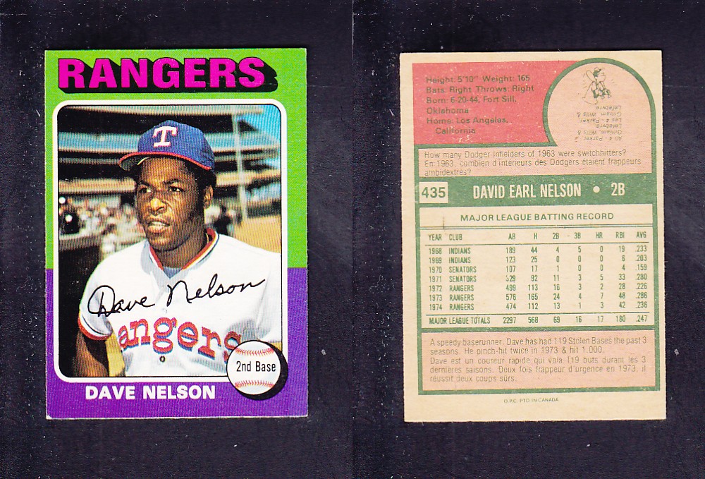 1975 O-PEE-CHEE BASEBALL CARD #435 D. NELSON photo