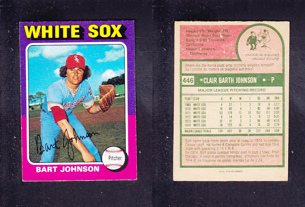 1975 O-PEE-CHEE BASEBALL CARD #446 B. JOHNSON photo