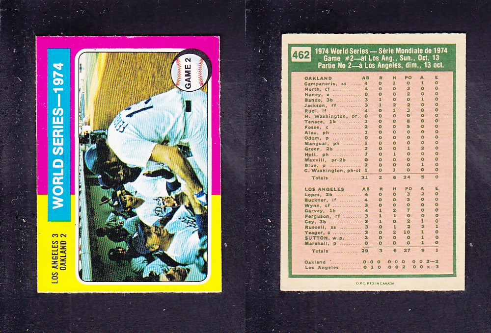 1975 O-PEE-CHEE BASEBALL CARD #462 WORLD SERIES GAME #2 photo