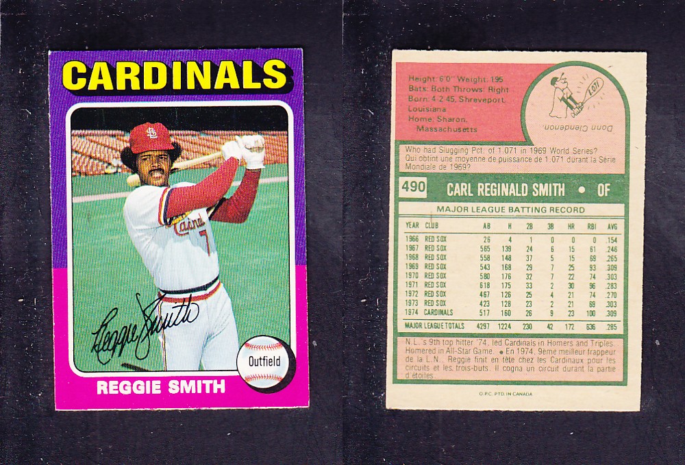 1975 O-PEE-CHEE BASEBALL CARD #490 R. SMITH photo