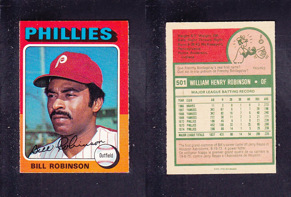 1975 O-PEE-CHEE BASEBALL CARD #501 B. ROBINSON photo