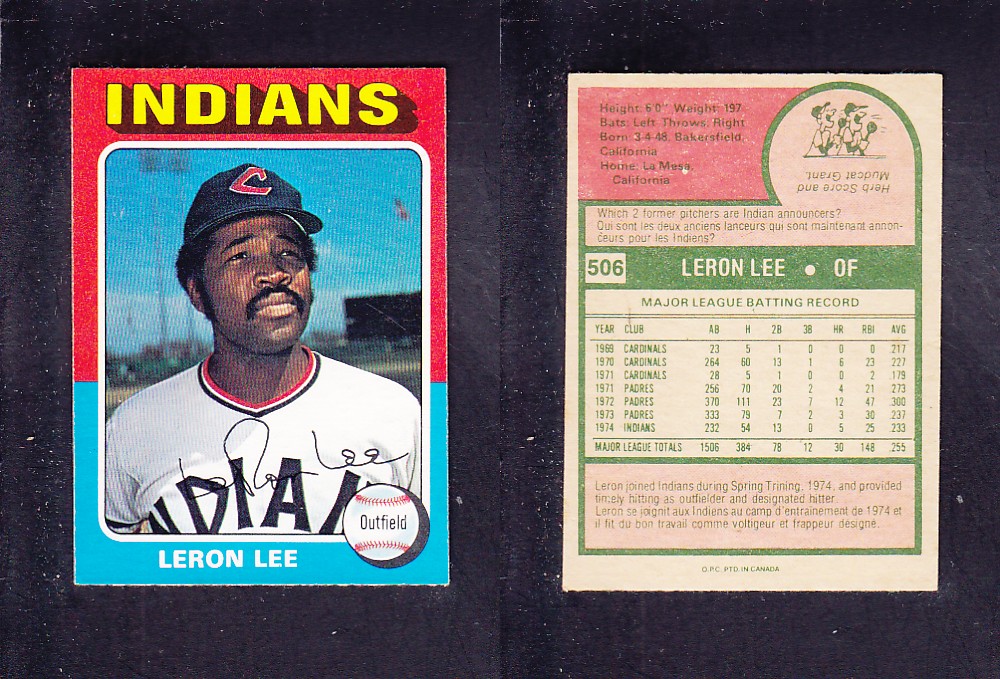 1975 O-PEE-CHEE BASEBALL CARD #506 L. LEE photo