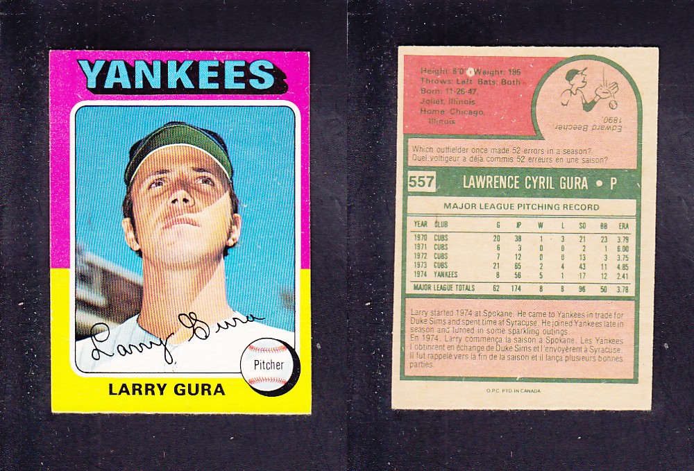 1975 O-PEE-CHEE BASEBALL CARD #557 L. GURA photo