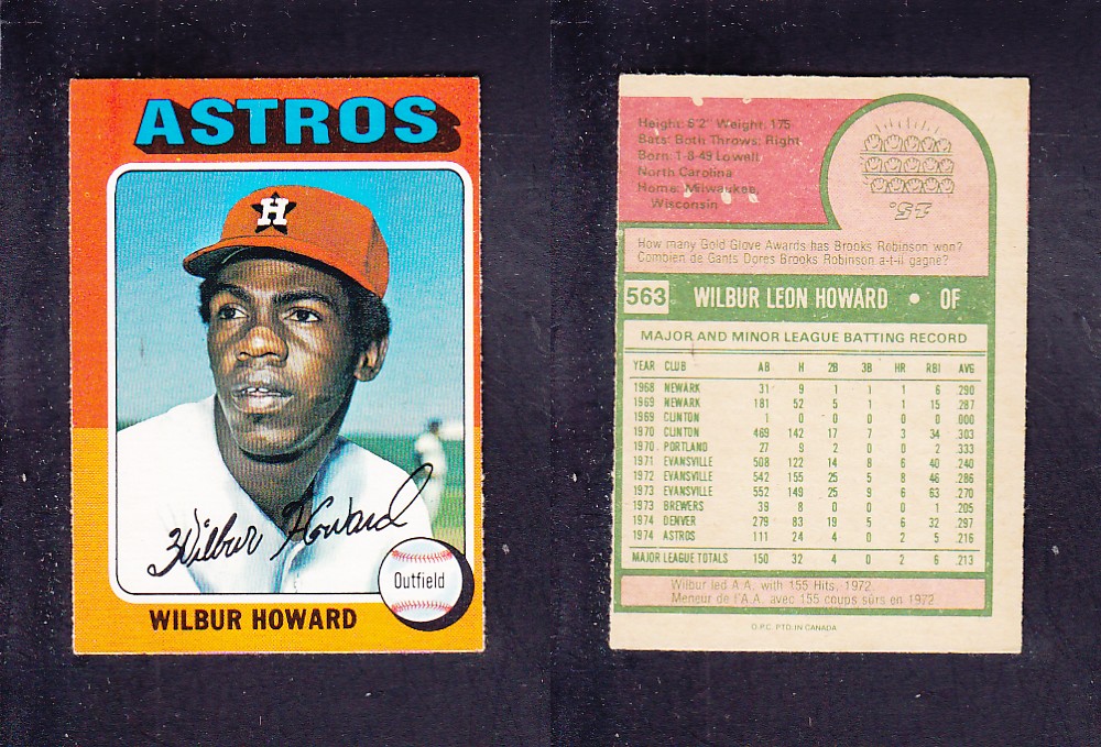 1975 O-PEE-CHEE BASEBALL CARD #563 W. HOWARD photo