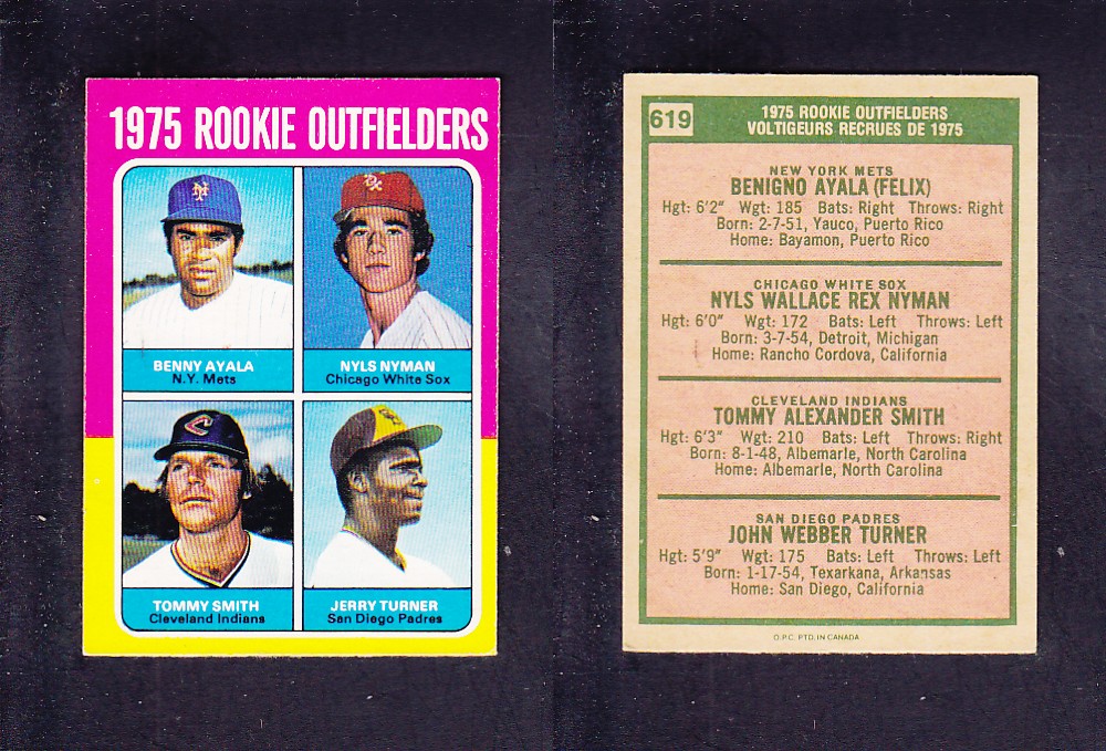1975 O-PEE-CHEE BASEBALL CARD #619 ROOKIE OUTFIELDERS photo