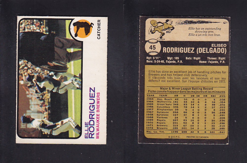 1973 O-PEE-CHEE BASEBALL CARD #45 E. RODRIGUEZ photo