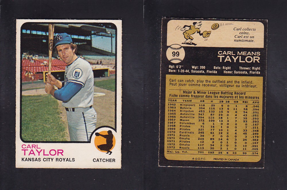 1973 O-PEE-CHEE BASEBALL CARD #99 C. TAYLOR photo