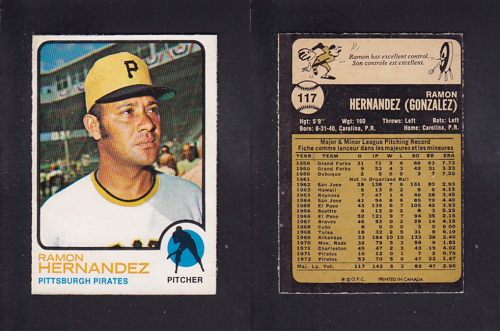 1973 O-PEE-CHEE BASEBALL CARD #117 R. HERNANDEZ photo