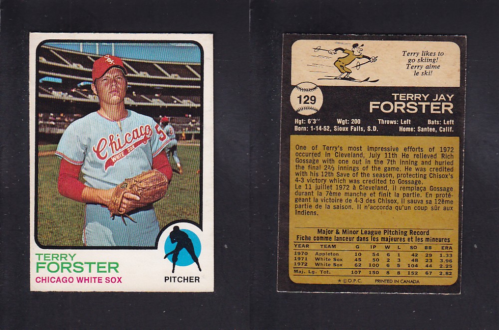 1973 O-PEE-CHEE BASEBALL CARD #129 T. FORSTER photo