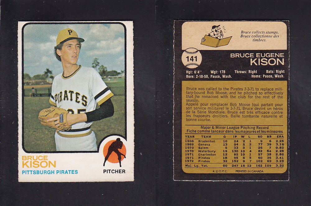 1973 O-PEE-CHEE BASEBALL CARD #141 B. KISON photo