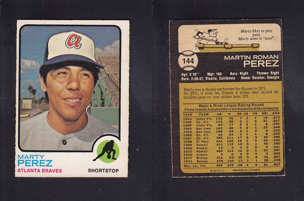 1973 O-PEE-CHEE BASEBALL CARD #144 M. PEREZ photo