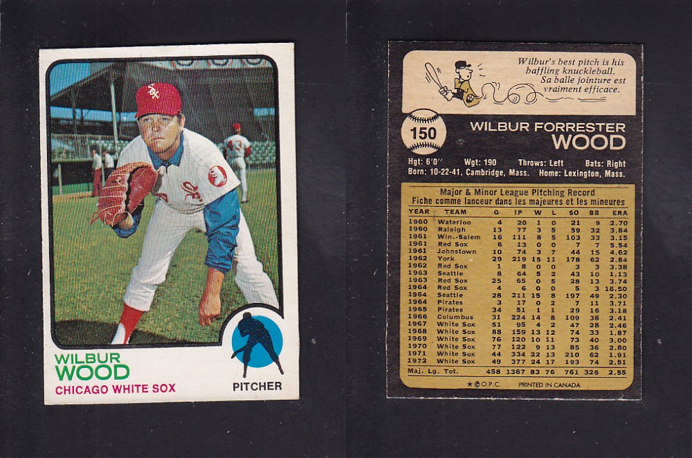 1973 O-PEE-CHEE BASEBALL CARD #150 W. WOOD photo