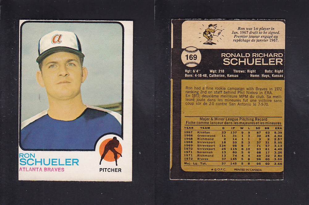 1973 O-PEE-CHEE BASEBALL CARD #169 R. SCHUELER photo