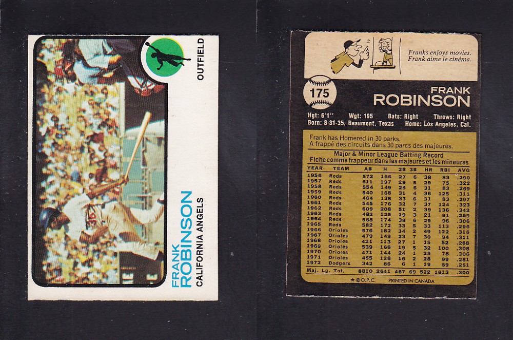 1973 O-PEE-CHEE BASEBALL CARD #175 F. ROBINSON photo