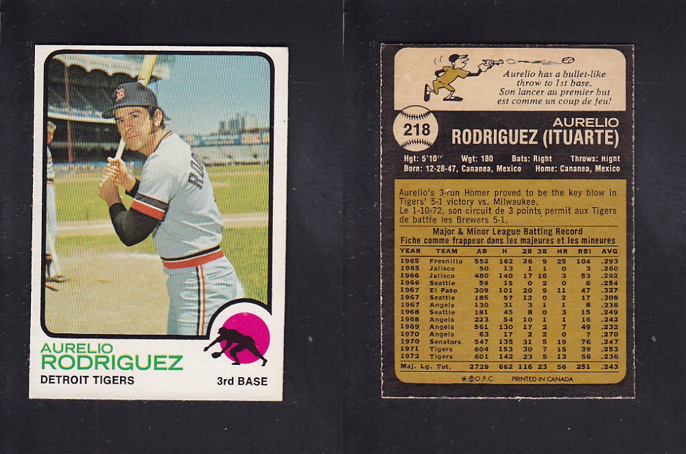 1973 O-PEE-CHEE BASEBALL CARD #218 A. RODRIGUEZ photo