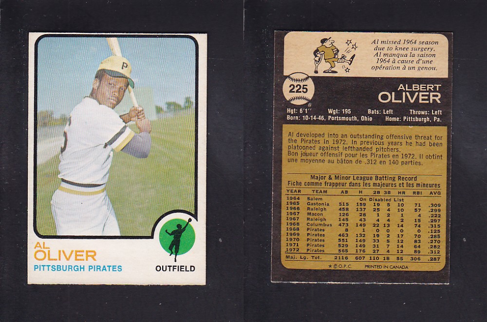 1973 O-PEE-CHEE BASEBALL CARD #225 A. OLIVER photo