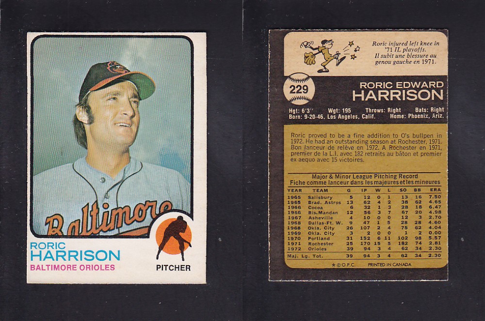 1973 O-PEE-CHEE BASEBALL CARD #229 R. HARRISON photo