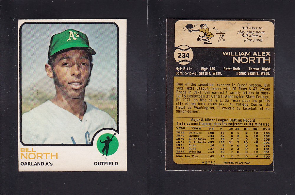 1973 O-PEE-CHEE BASEBALL CARD #234 B. NORTH photo